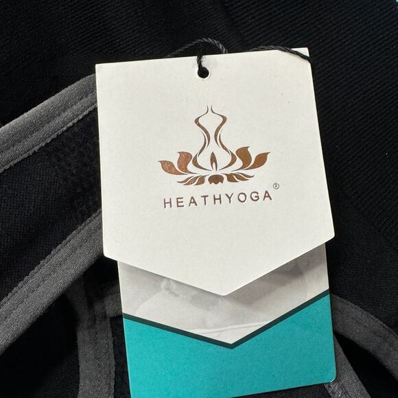 HeathYoga XXX-Large Sports Bra Racerback Padded Cups Activewear Stretch Black - Picture 6 of 7
